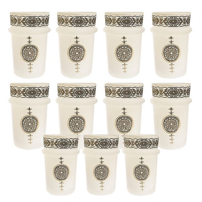 Hakal Malaki Marokkaanse theeglazen – matglas met zilver, 9 cm, set van 12
