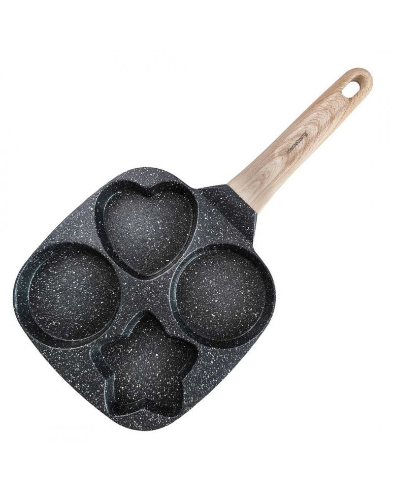 Klausberg KB7807 eierpan met 4 vakken – ster, hart en rond, marmercoating