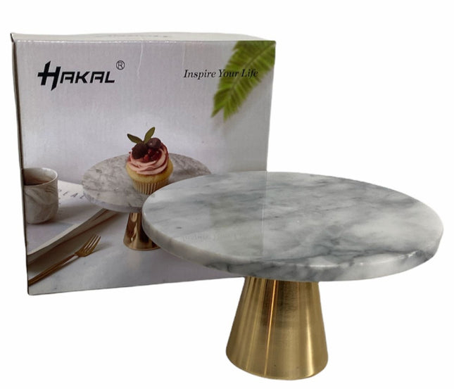 Marmeren plateau op koperen voet – Ø 20 cm, wit of zwart – foto 2