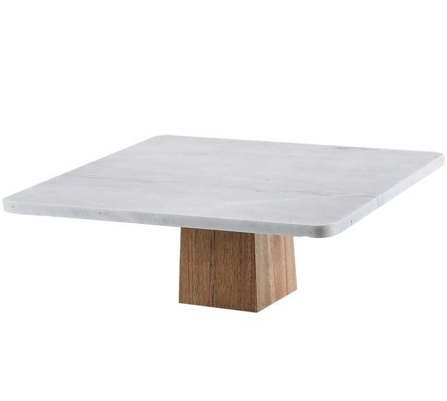 Marmeren taartplateau vierkant op houten voet – cake stand in 3 maten – foto 6
