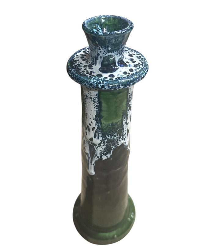 Marokkaanse kandelaar groen met zwart-wit druipglazuur – 28 of 32 cm – foto 2