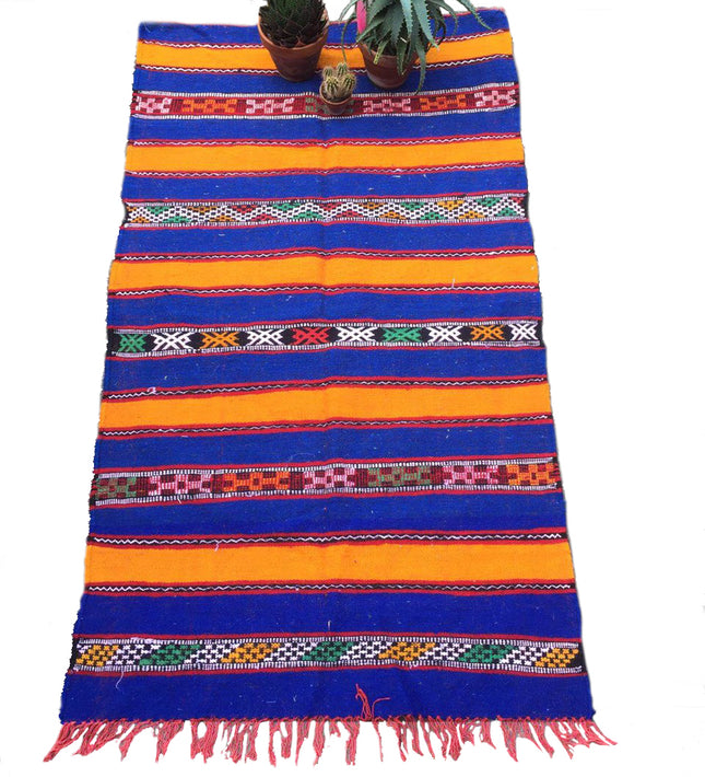 Tapis kilim violet / orange 150 x 90 cm