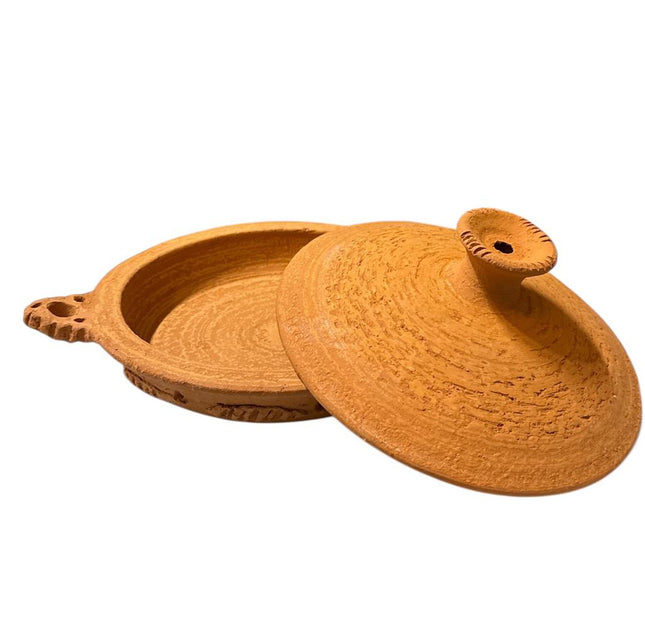 Handgemaakte Marokkaanse tajine Oued Laou – ongeglazuurd terracotta, Ø 26 cm