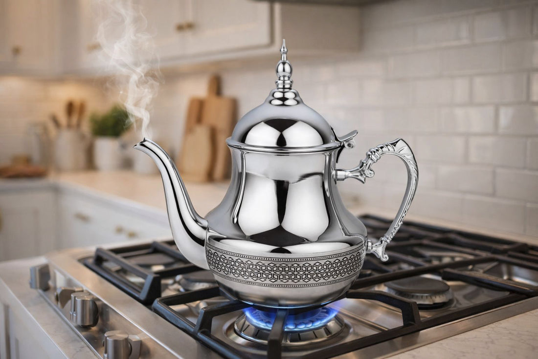 Marokkaanse theepot RVS – traditionele Arabische theepot, 0,8 tot 1,8 liter – foto 11