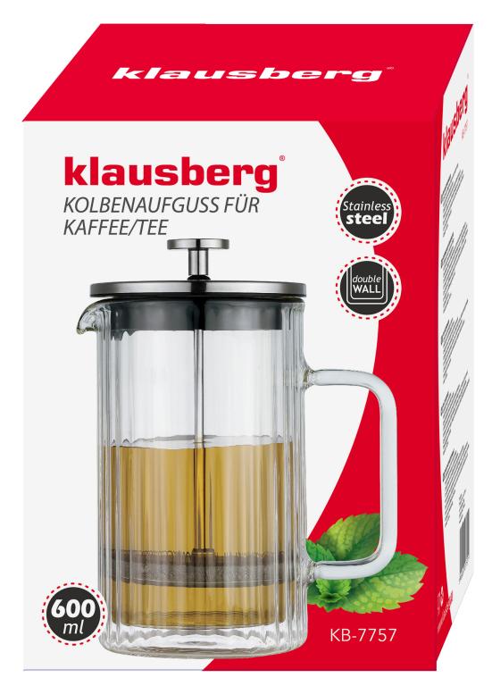 Klausberg KB7757 glazen cafetière – koffie- en theezetter met piston, 0,6 liter – foto 6