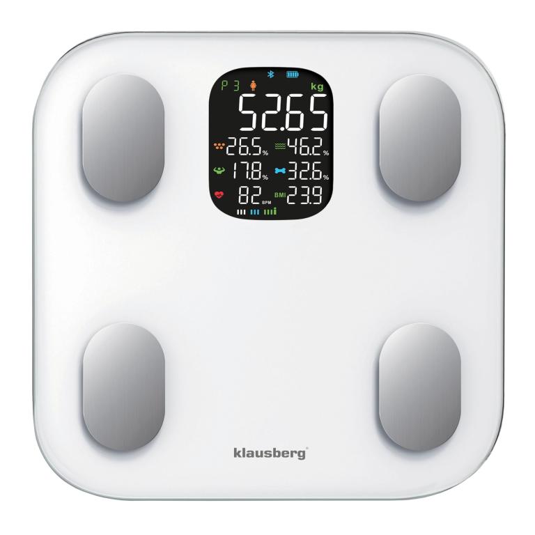 Klausberg slimme weegschaal met Bluetooth en lichaamsanalyse – zwart of wit – foto 2