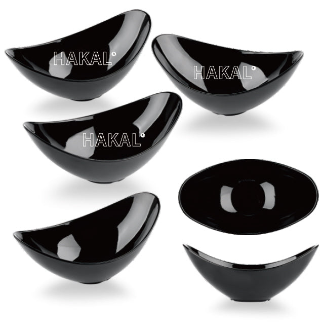 Ovale schaal van melamine met gebogen rand – zwart of wit, 20,5 cm – foto 2
