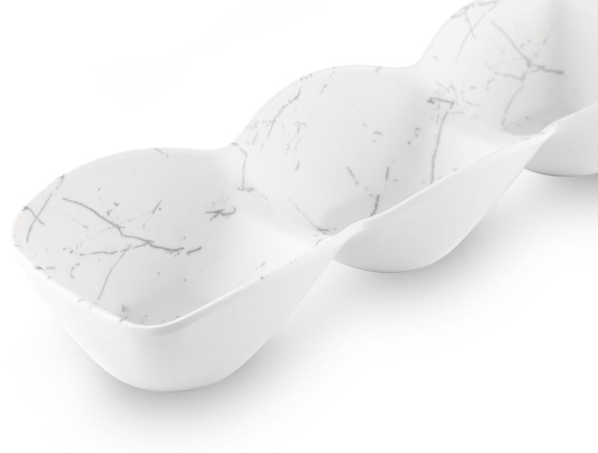 Melamine serveerschaal met 3 vakken en handvat – zwart of wit – foto 3