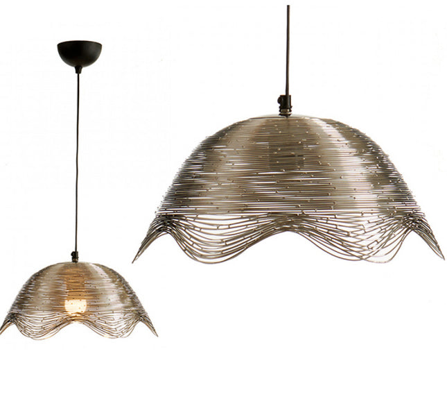 Metal wave lamp with nickel finish
