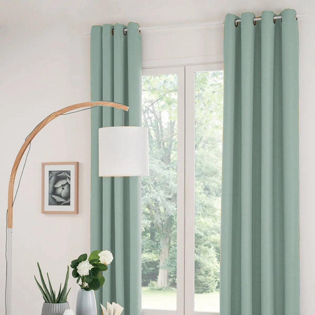 Atmosphera rideaux occultants - lot de 2 - l 135 x L 240 cm - vert menthe - plissé - à œillets - prêts à poser