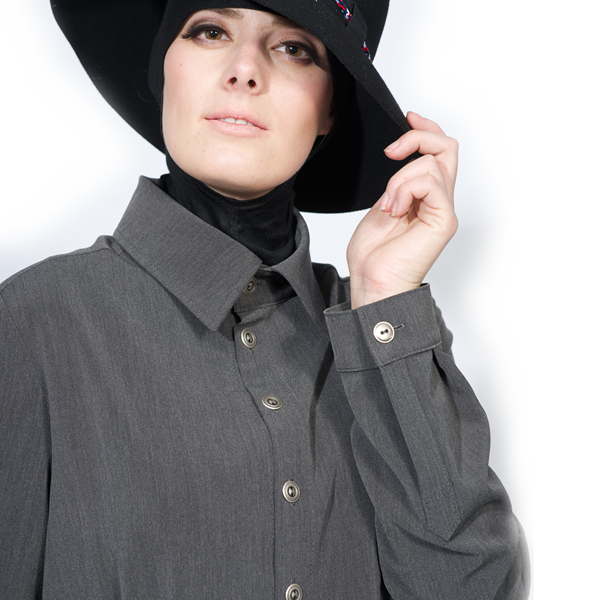 Abaya Dim Grey – donkergrijze abaya model Mirabelle met ceintuur – foto 4