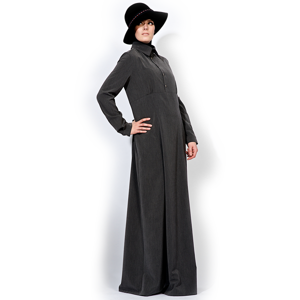 Abaya Dim Grey – donkergrijze abaya model Mirabelle met ceintuur – foto 5