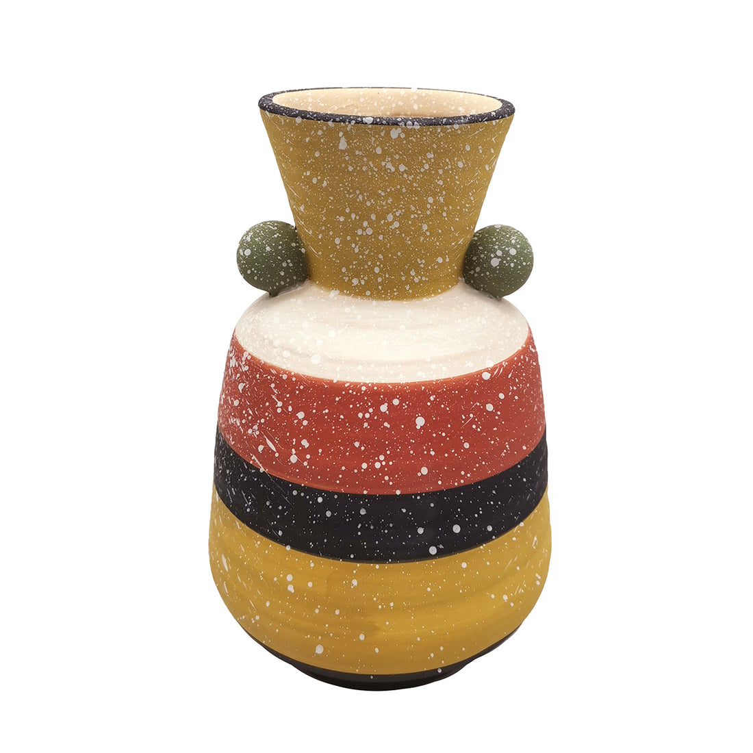 Keramische vaas in bohemian stijl – veelkleurige strepen, 12 x 12 x 19 cm