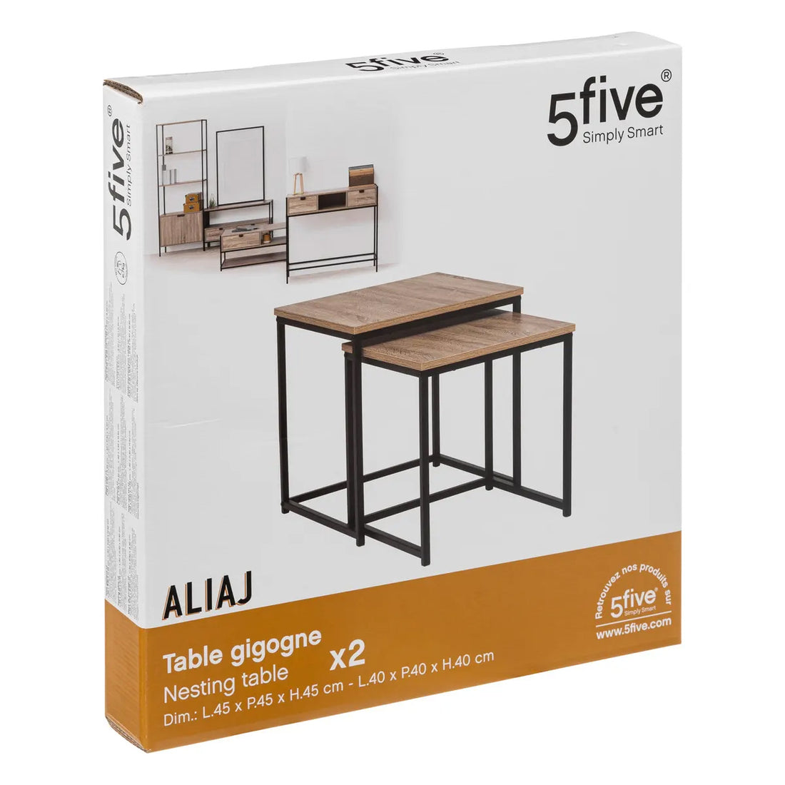 Ensemble de 2 tables basses Aliaj - 45 x 45 x 45 cm - Beige