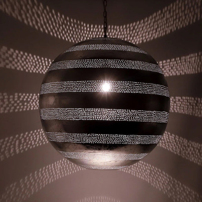 Oriental filigree pendant lamp - sphere – silver