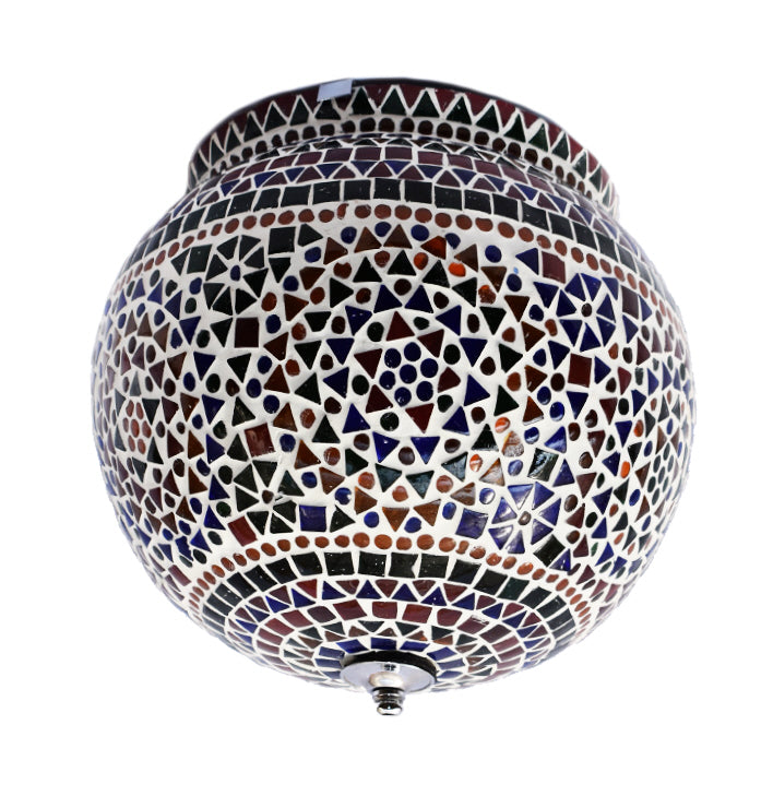 Oosterse mozaïek plafondlamp Ø 25 cm – handgemaakt glasmozaïek, multicolour