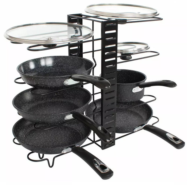 Kinghoff KH1640 pannen organizer – 8 verstelbare vakken, zwart, 47 x 38 cm