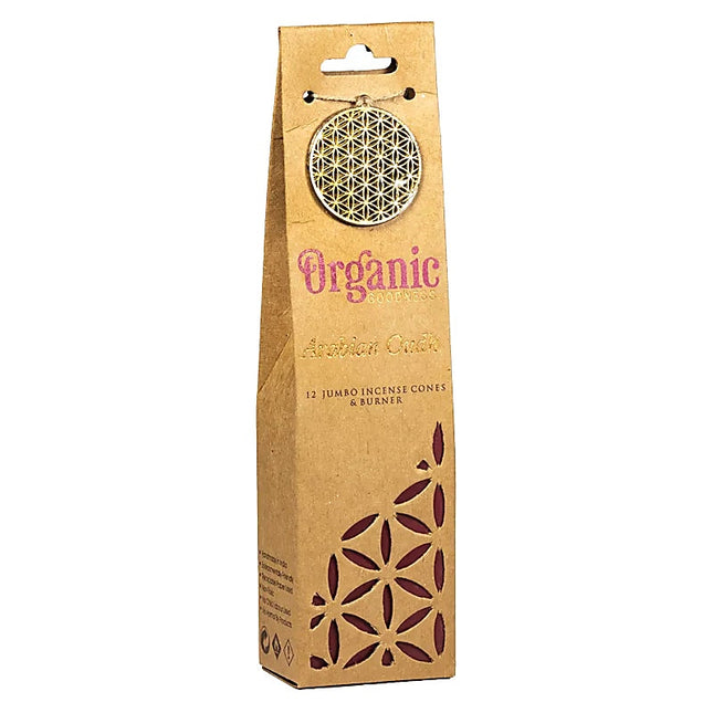 Organic Goodness Arabian Oudh wierookkegels – 12 stuks met keramische houder