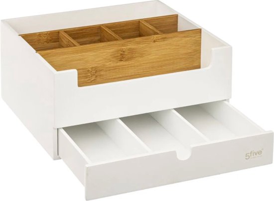 5Five make-up organizer wit met lade – bamboe, 26 x 24 x 13 cm