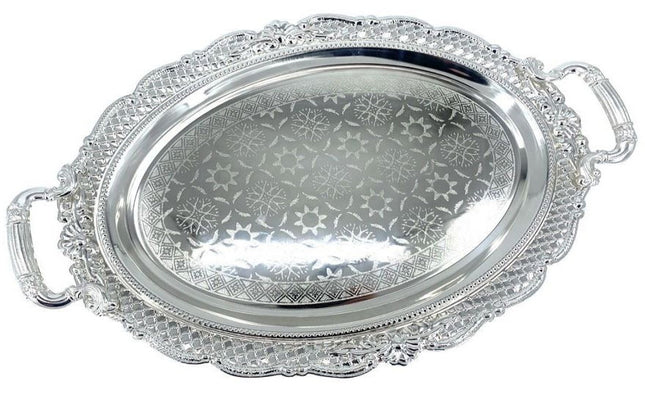 Ovaal dienblad 52 x 42 cm – goud of zilver, met uitgezaagde rand – foto 2