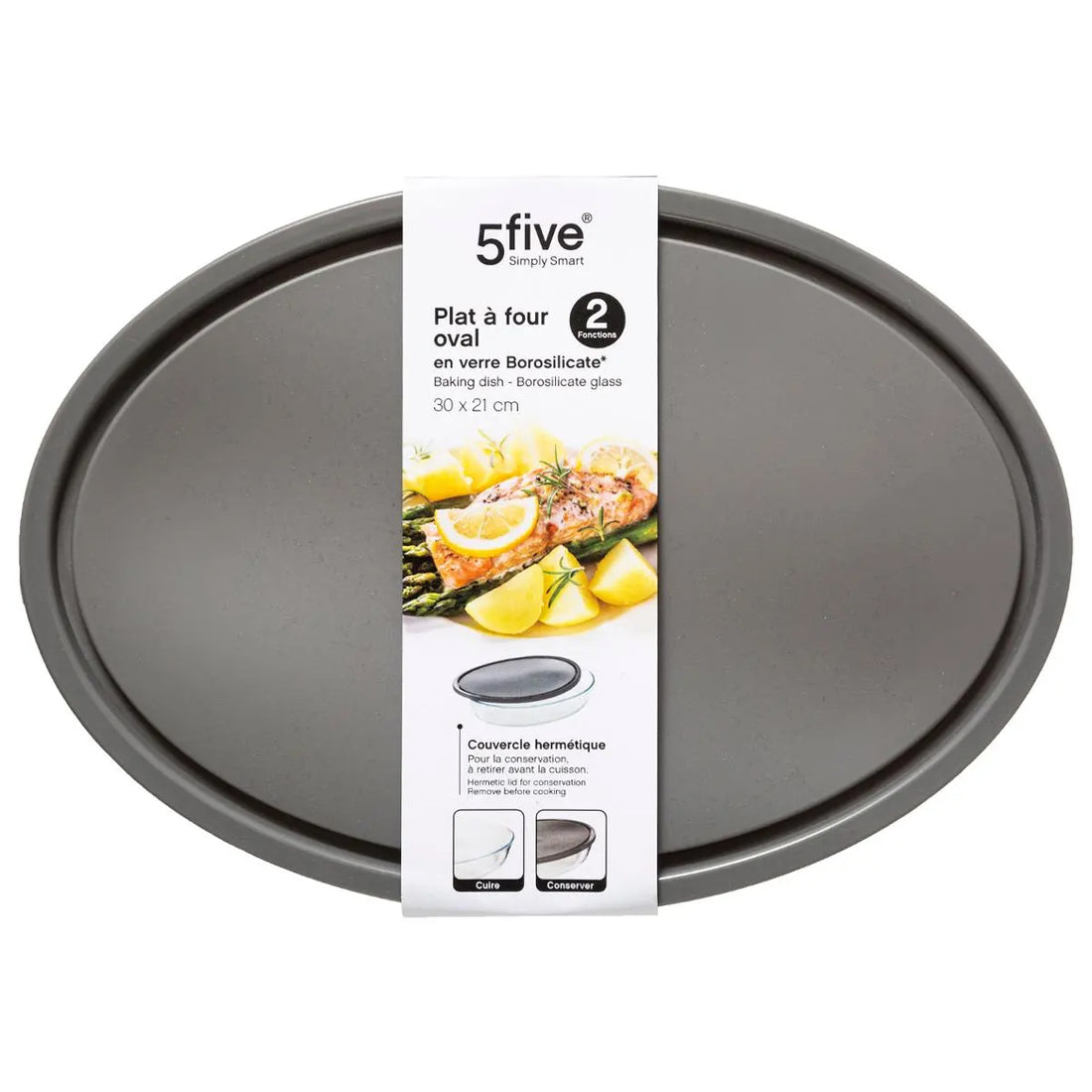 5Five ovenschaal met deksel – ovaal, borosilicaatglas, 2,4 liter – foto 3