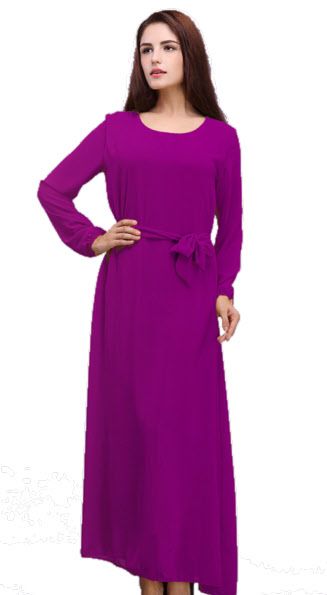 Bahraini abaya van chiffon – lange abaya met ronde hals, one size – foto 3