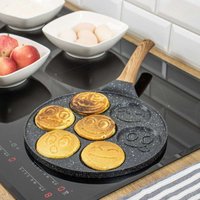 Kinghoff 1667 - Pancake pan with faces - wooden handle - 26.5 cm
