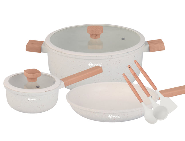 13 delige pannenset - Graniet, anti-aanbaklaag - Ergonomische Koudgrepen - Alle Warmtebronnen - kookgerei set met braadpan, soeppan steelpan