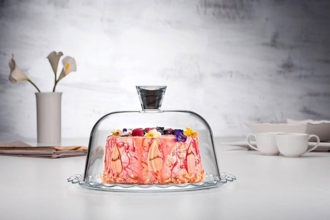 Pasabahce Petite Patisserie taartplateau met deksel – glazen plateau op voet – foto 3