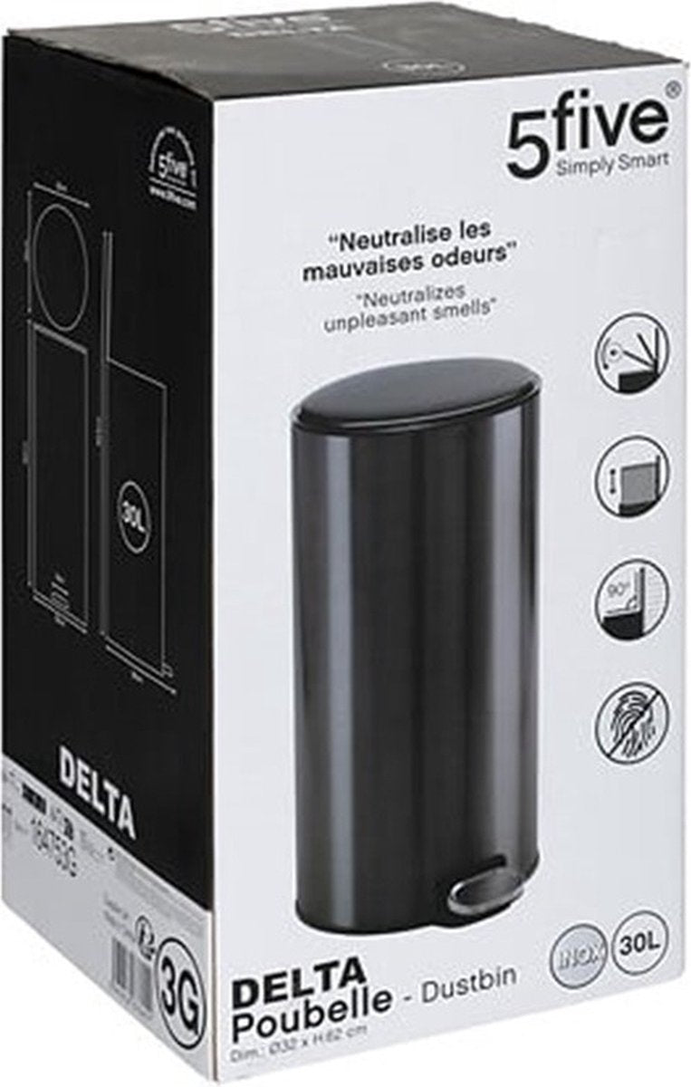 5Five Delta pedaalemmer 30 liter, titanium – soft-close met koolstoffilter – foto 3