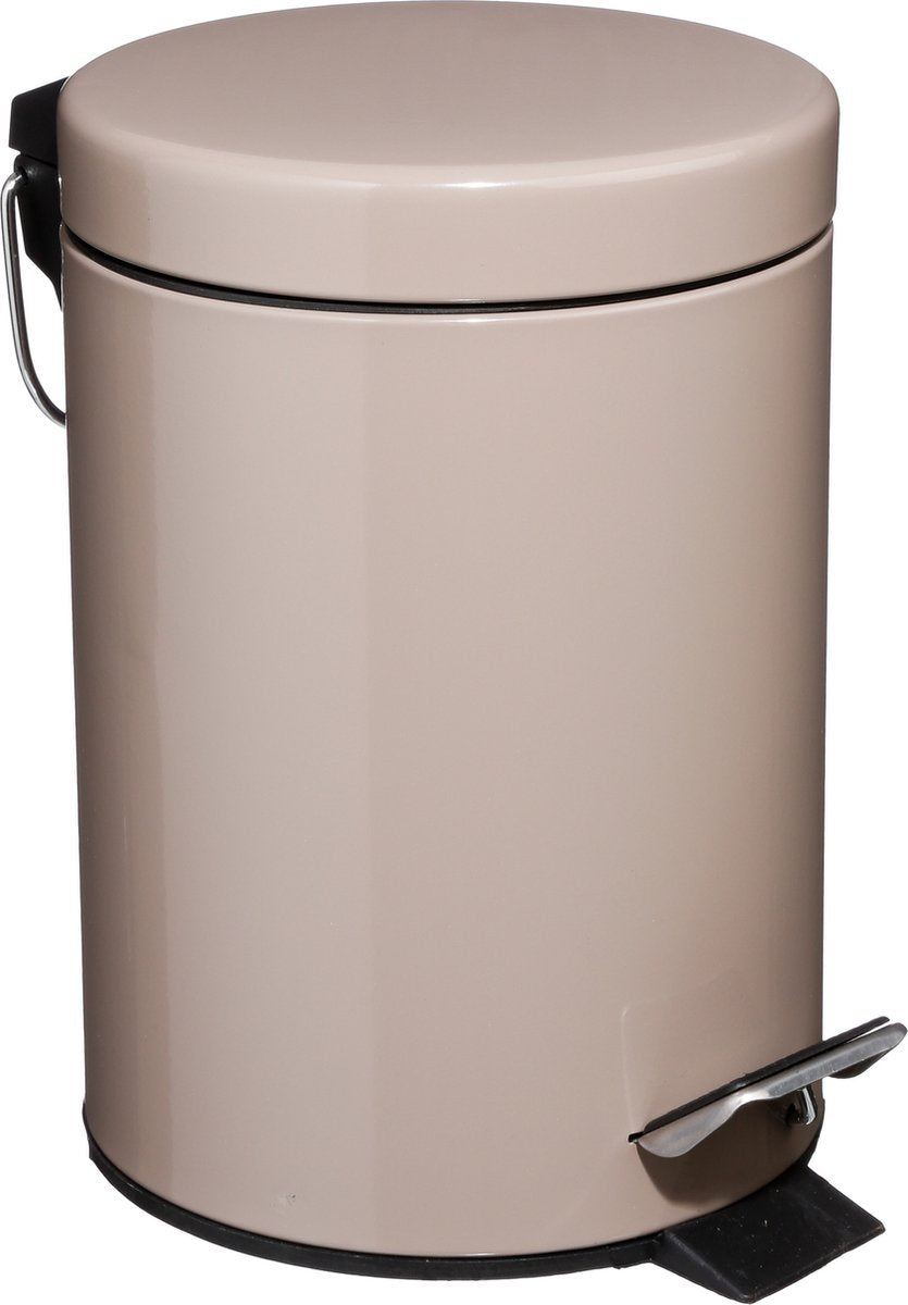 5Five pedaalemmer 3 liter van metaal – zwart, wit, grijs, taupe of beige – foto 9