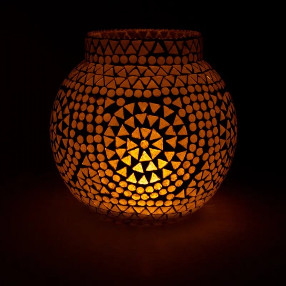 Mosaic tea light holder white 18 CM