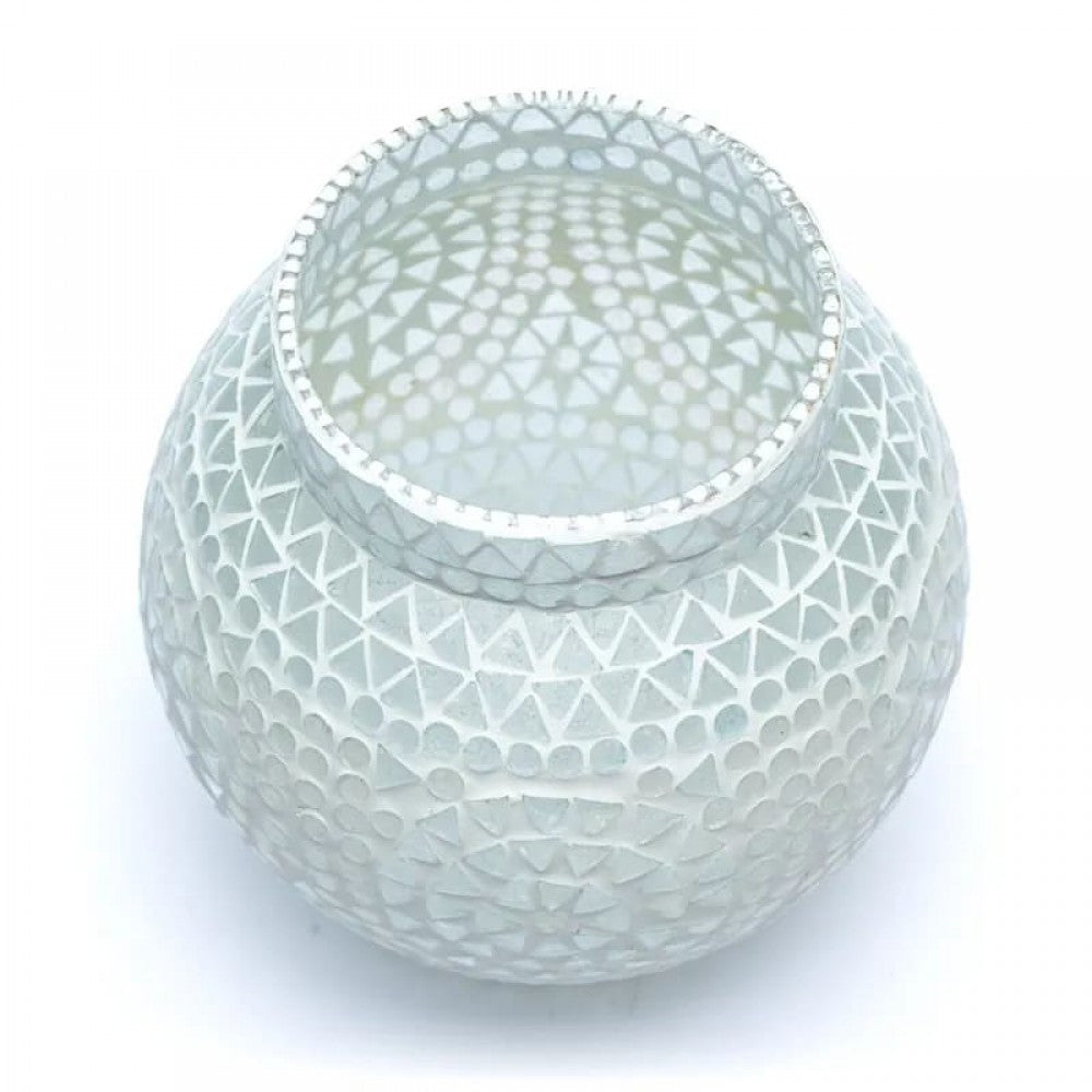 Mosaic tea light holder white 18 CM