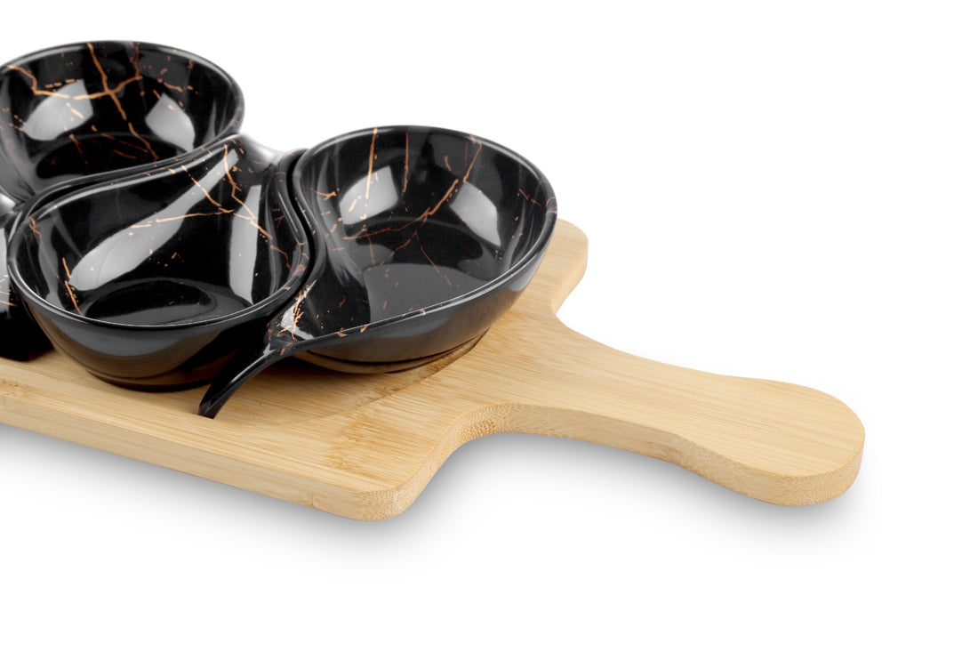 Serveerplank met 6 schaaltjes – marmerlook, 45 x 15 cm – foto 3