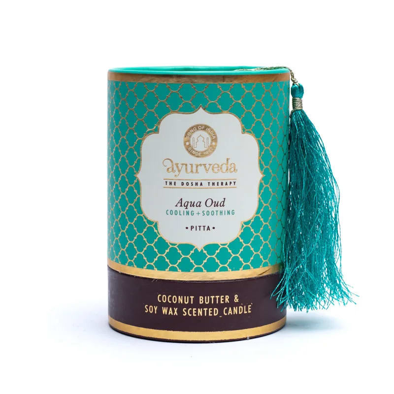Pitta Aqua Oud Ayurveda geurkaars – kokosboter en sojawas, 200 g – foto 3