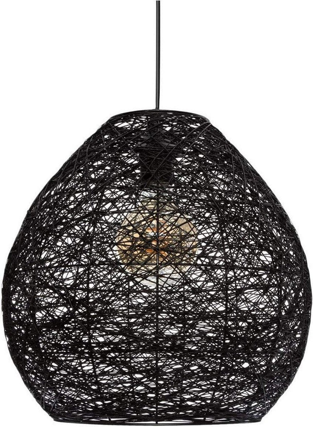 Atmosphera plafondlamp Mona zwart – metaal en papier, Ø 34 x 35 cm, E27