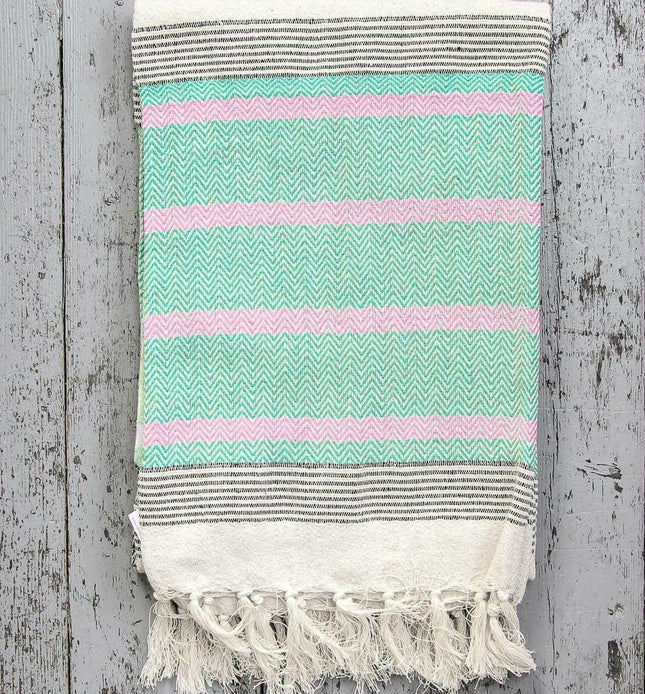 Oosterse katoenen plaid met kwastjes – handgemaakt, 125 x 180 cm – foto 2