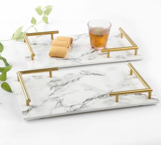 Melamine plateau - dienblad Marmer look 40 x 25 cm