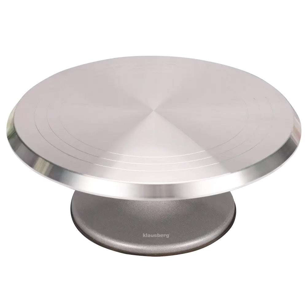 Klausberg draaibaar taartplateau Ø 30 cm – cake stand van geborsteld RVS
