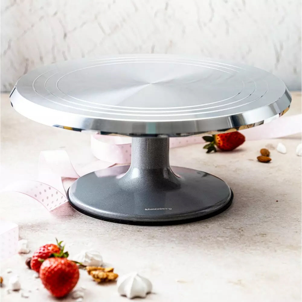Klausberg draaibaar taartplateau Ø 30 cm – cake stand van geborsteld RVS – foto 4