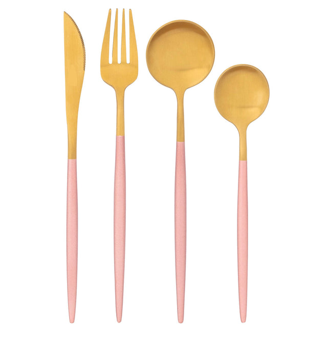 Bestekset roze goud – roestvrij staal, 8-delig, met spiegelglans