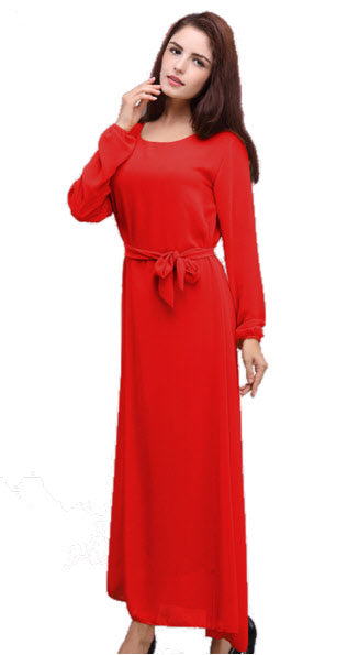 Bahraini abaya van chiffon – lange abaya met ronde hals, one size – foto 5