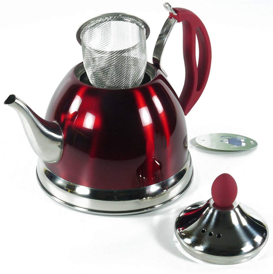 Kinghoff theepot RVS 1 liter met filter – ook voor inductie, in 4 kleuren – foto 3