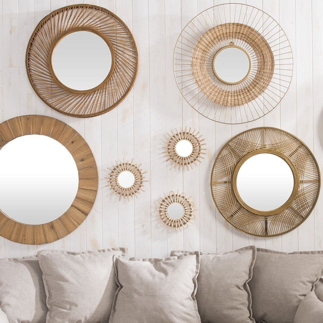 Rattan Set of 3 Mirrors - Ø 28 cm - Natural