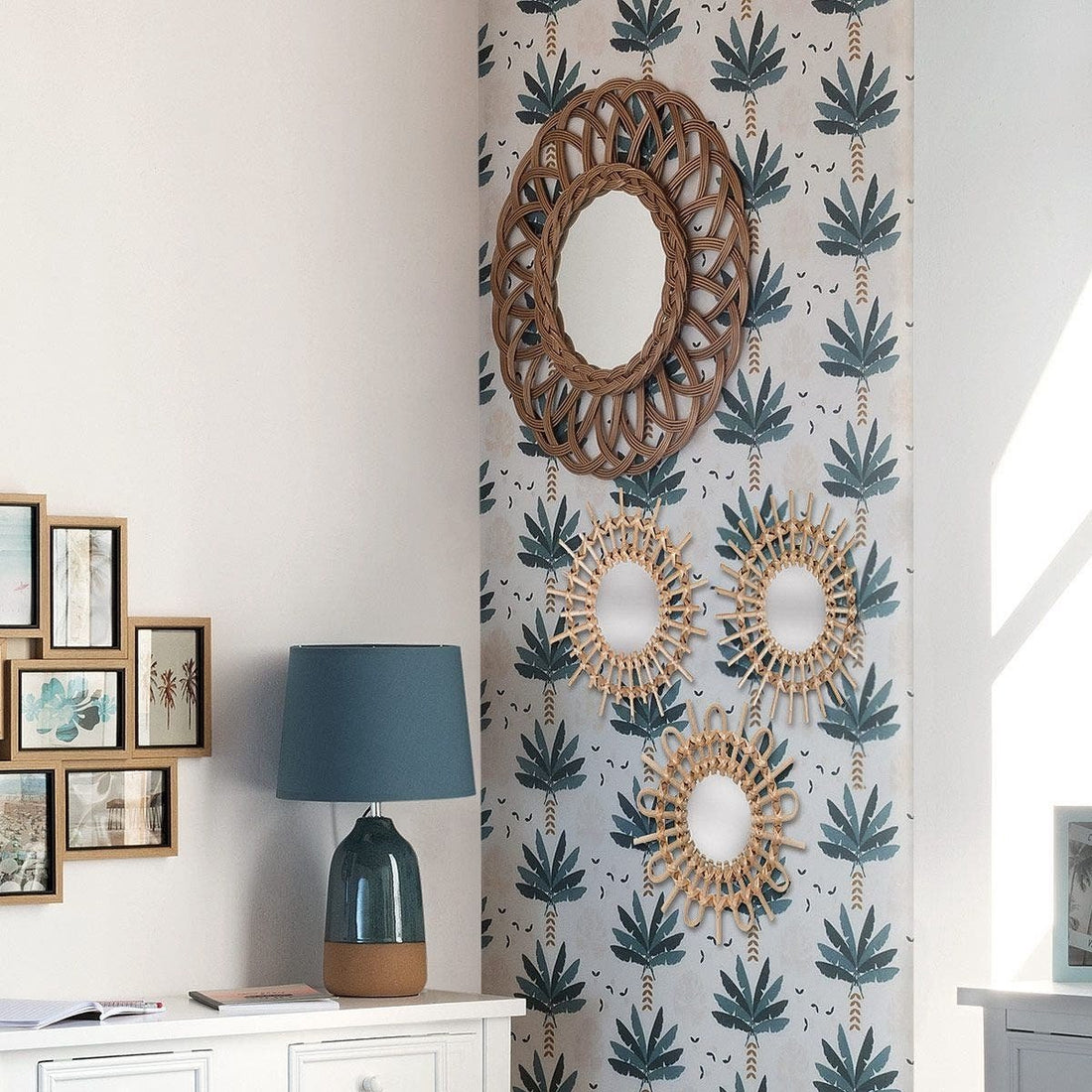 Rattan Set of 3 Mirrors - Ø 28 cm - Natural