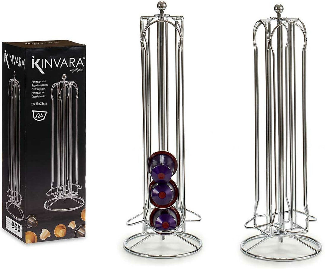 Kinvara roterende koffiecapsulehouder voor 36 cups – metaal, zilver