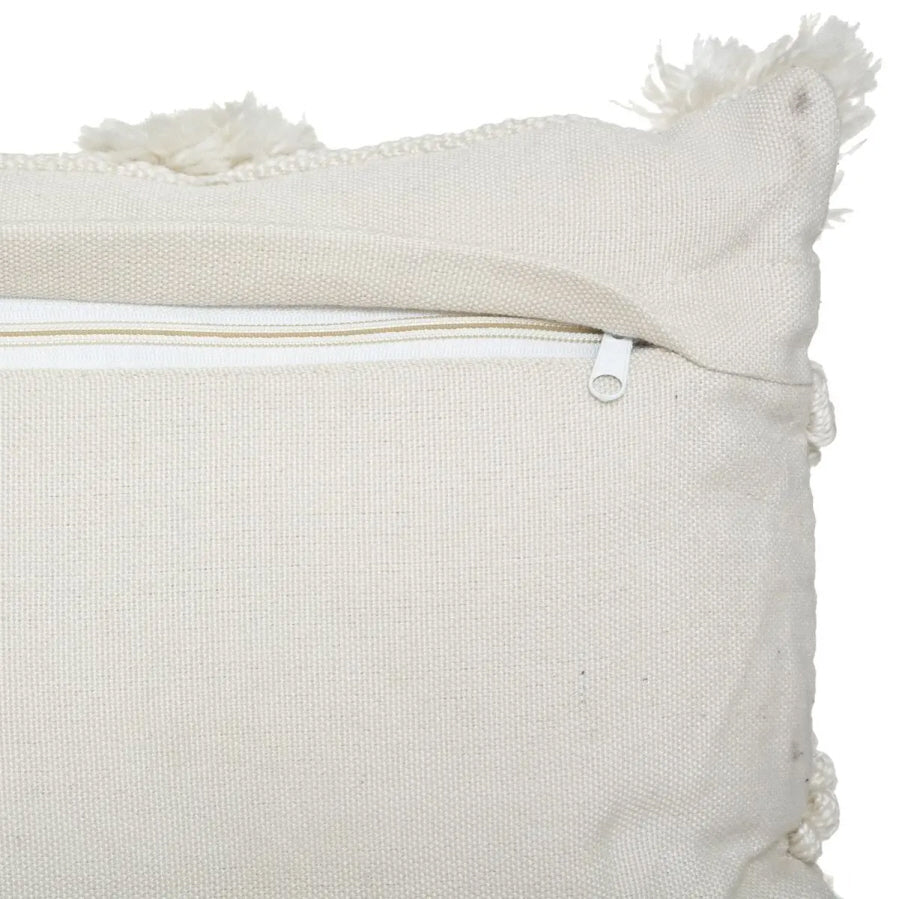 Sierkussen ivoor en grijs – macramé-stijl, gerecycled plastic, 50 x 30 cm – foto 3