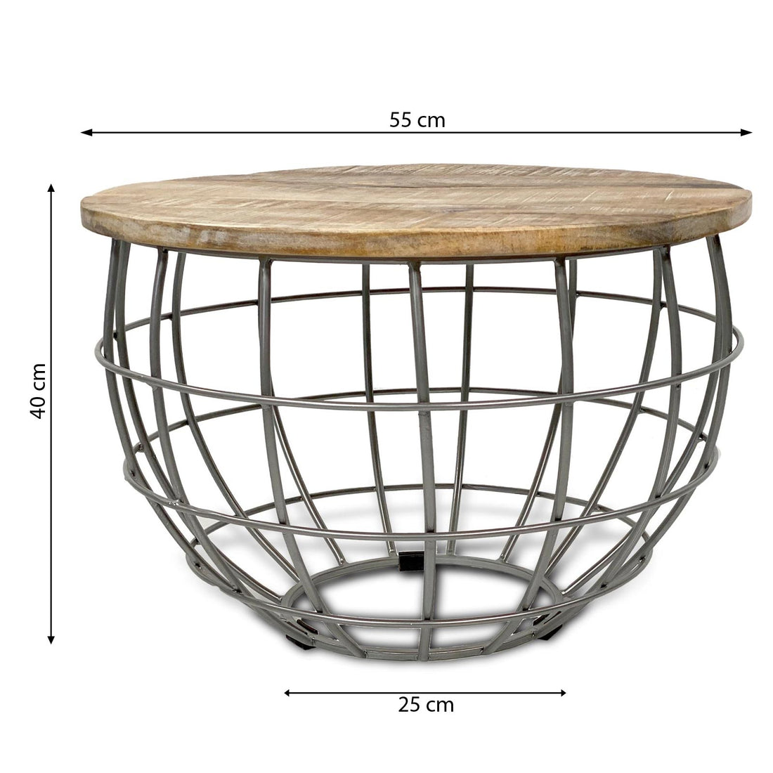 Salontafel Rond | ø 55 cm | Industriele - Metaal - Zwart / Donkerbruin