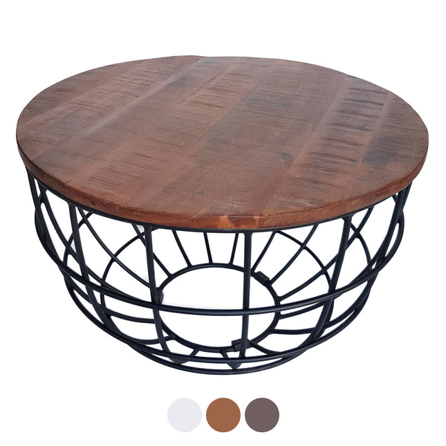 Round Coffee Table | ø 55 cm | Industrial - Metal - Black / Dark Brown
