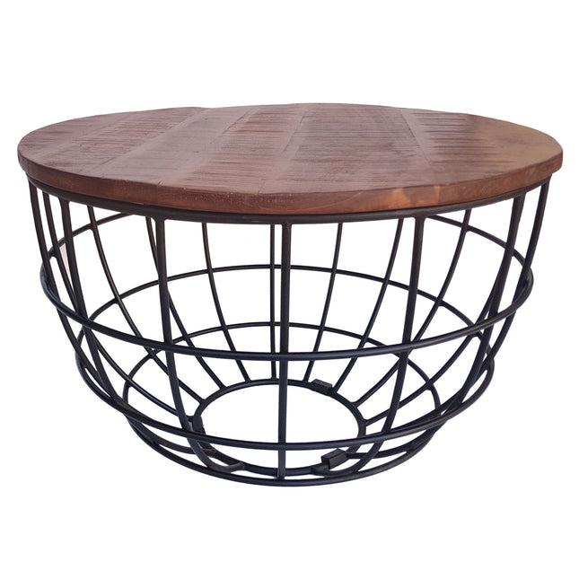 Round Coffee Table | ø 55 cm | Industrial - Metal - Black / Dark Brown